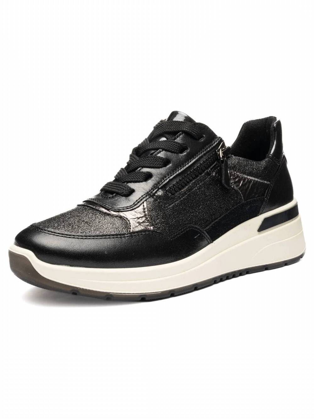NEW ARA women's gardenia sneaker in black/ steel